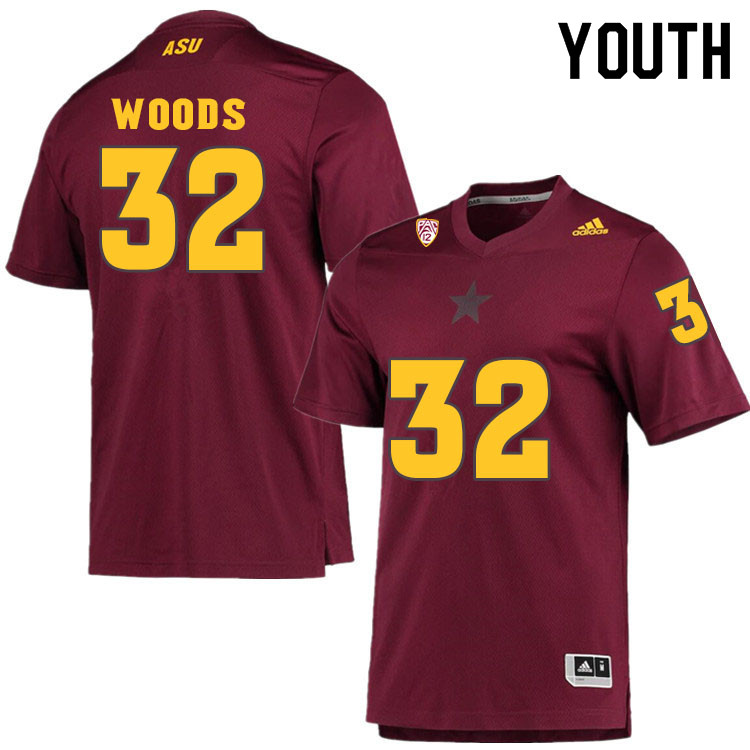 Youth #32 Ed WoodsArizona State Sun Devils College Football Jerseys Sale-Maroon - Click Image to Close
